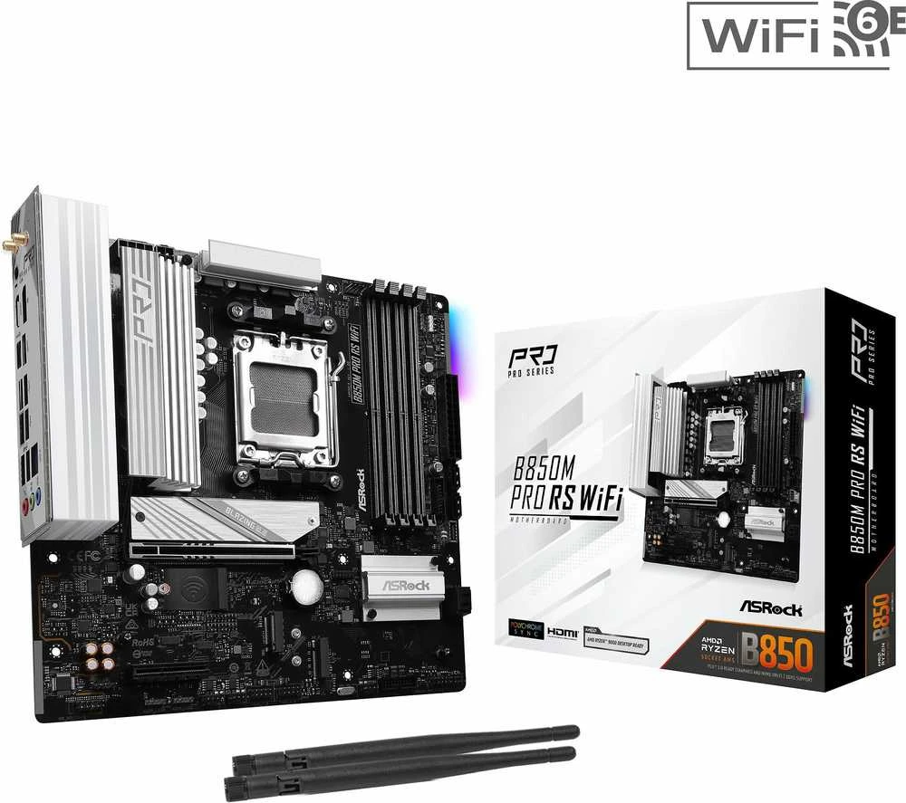 Pagrindinė plokštė ASRock B850M Pro RS WiFi AMD B850 Lizdas AM5 micro ATX