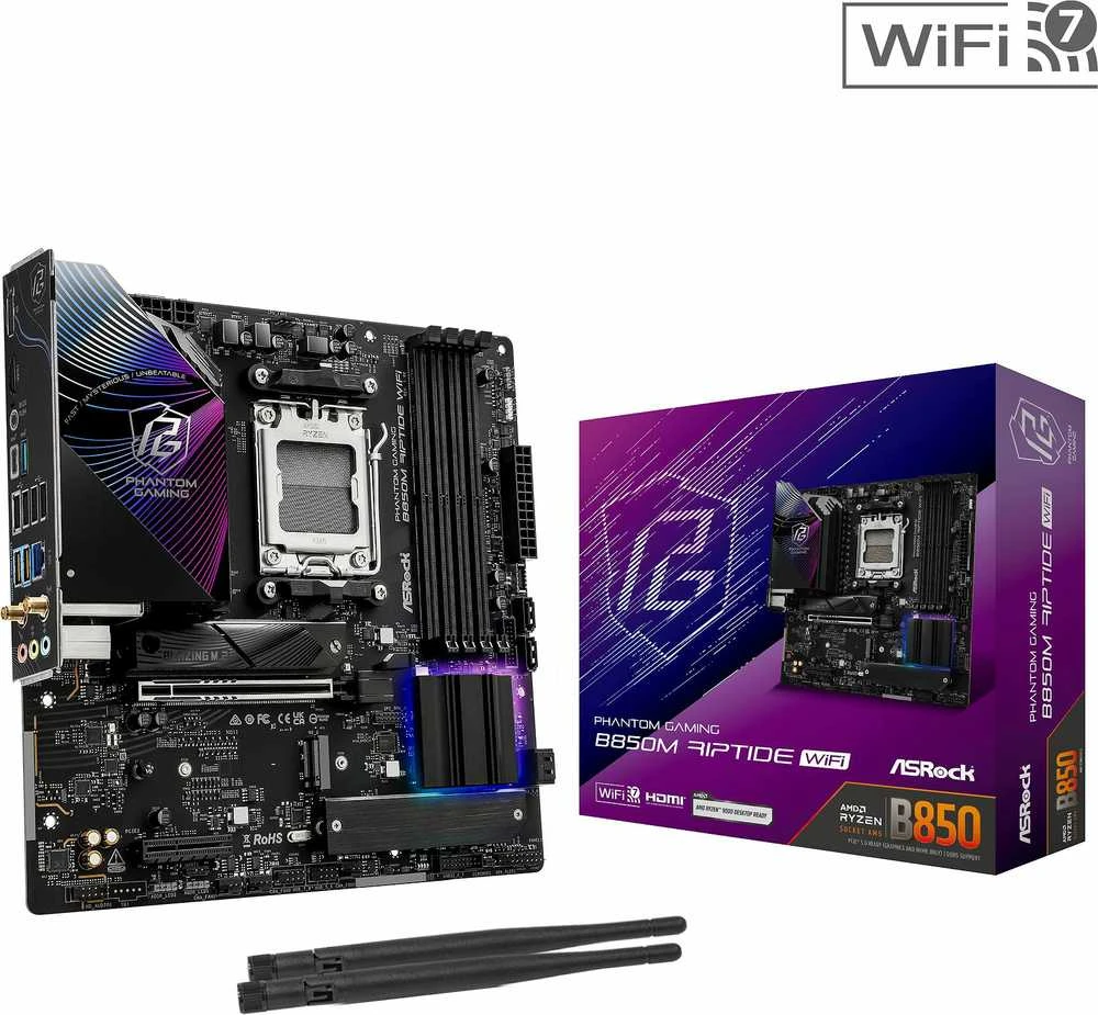 ASRock Phantom Gaming B850M Riptide WiFi AMD B850 Socket AM5 micro ATX