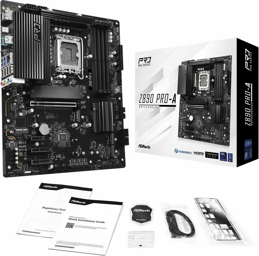 ASRock Z890 Pro-A Intel Z890 LGA 1851 (Socket V1) ATX pagrindinė plokštė