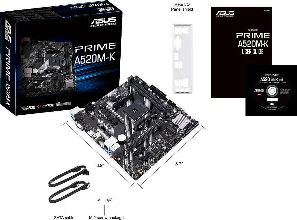 Pagrindinė plokštė ASUS AMD A520 / SAM4 / MicroATX / 2xPCI-Express 3.0 1x / 1xPCI-Express 3.0 16x / 1xM.2 / Memory DDR4 / Atminties lizdai 2 / 1x15pin D-sub / 1xHDMI / 2xUSB 2.0 / 4xUSB 3.2 type B / 1xPS/2 / 3xStereo jack 3.5mm / 1xRJ45