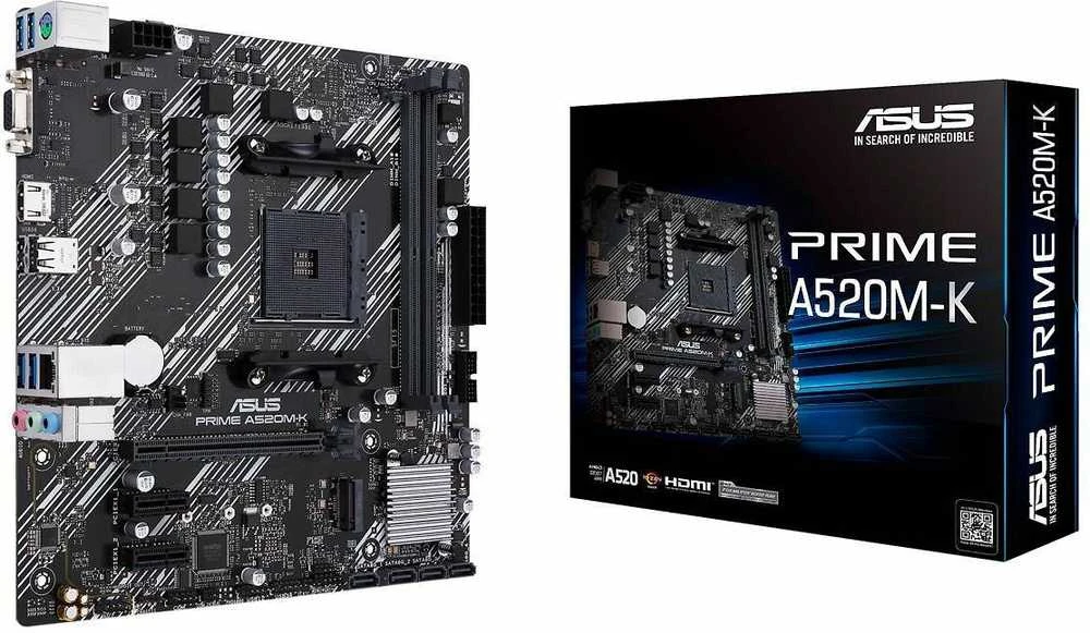 Pagrindinė plokštė ASUS AMD A520 / SAM4 / MicroATX / 2xPCI-Express 3.0 1x / 1xPCI-Express 3.0 16x / 1xM.2 / Memory DDR4 / Atminties lizdai 2 / 1x15pin D-sub / 1xHDMI / 2xUSB 2.0 / 4xUSB 3.2 type B / 1xPS/2 / 3xStereo jack 3.5mm / 1xRJ45