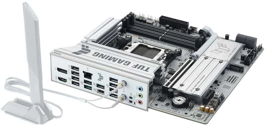 Pagrindinė plokštė Asus TUF GAMING B850M-PLUS WIFI7 W | Procesorių šeima AMD | Procesoriaus lizdas AM5 | DDR5 | Palaikomos standžiojo disko sąsajos SATA, M.2 | SATA jungčių skaičius 4