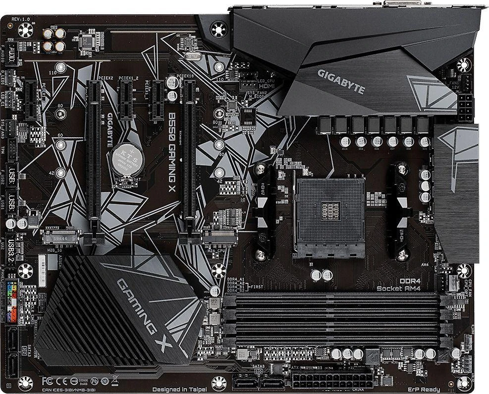 Pagrindinė plokštė GIGABYTE/AMD B550/AM4/ATX/Memory DDR4/Atminties lizdai 4/3xPCI-Express 3.0 1x/1xPCI-Express 3.0 2x/1xPCI-Express 4.0 16x/2xM.2/1xDVI-D/1xHDMI/2xAudio-In/1xAudio-Out/2xUSB 2.0/4xUSB 3.2/1xPS/2/1xRJ45