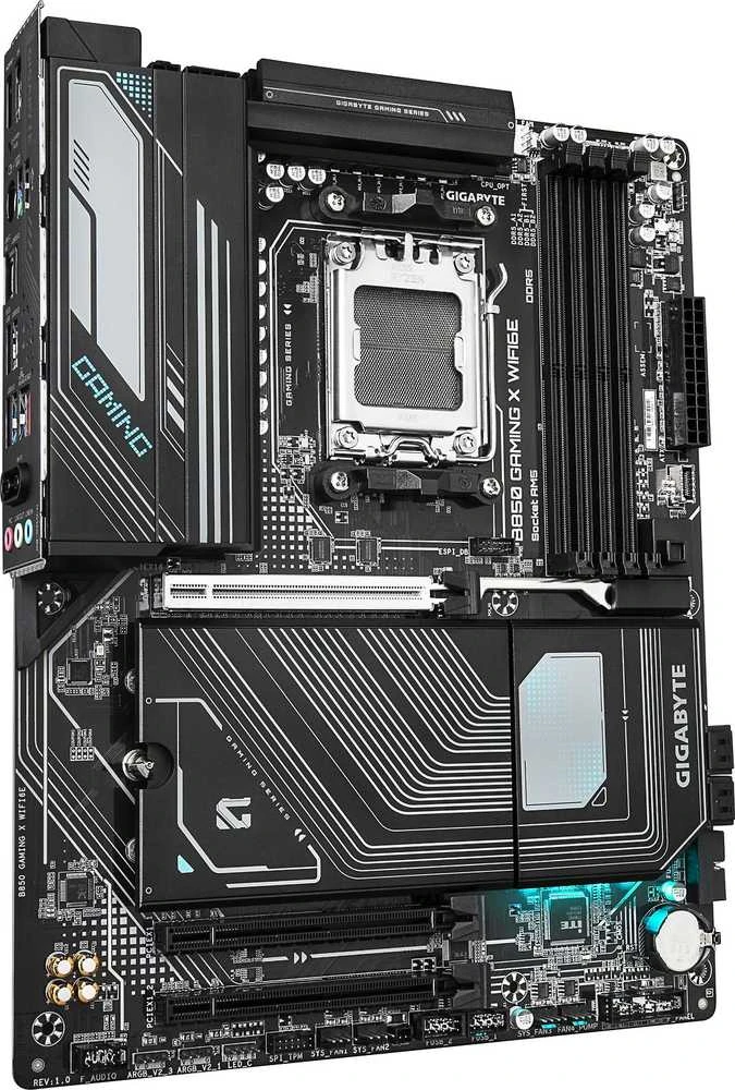 Pagrindinė plokštė Gigabyte B850 GAMING X WIFI6E | Procesorių šeima AMD | Procesoriaus lizdas AM5 | DDR5 | Palaikomos standžiojo disko sąsajos SATA, M.2 | SATA jungčių skaičius 4