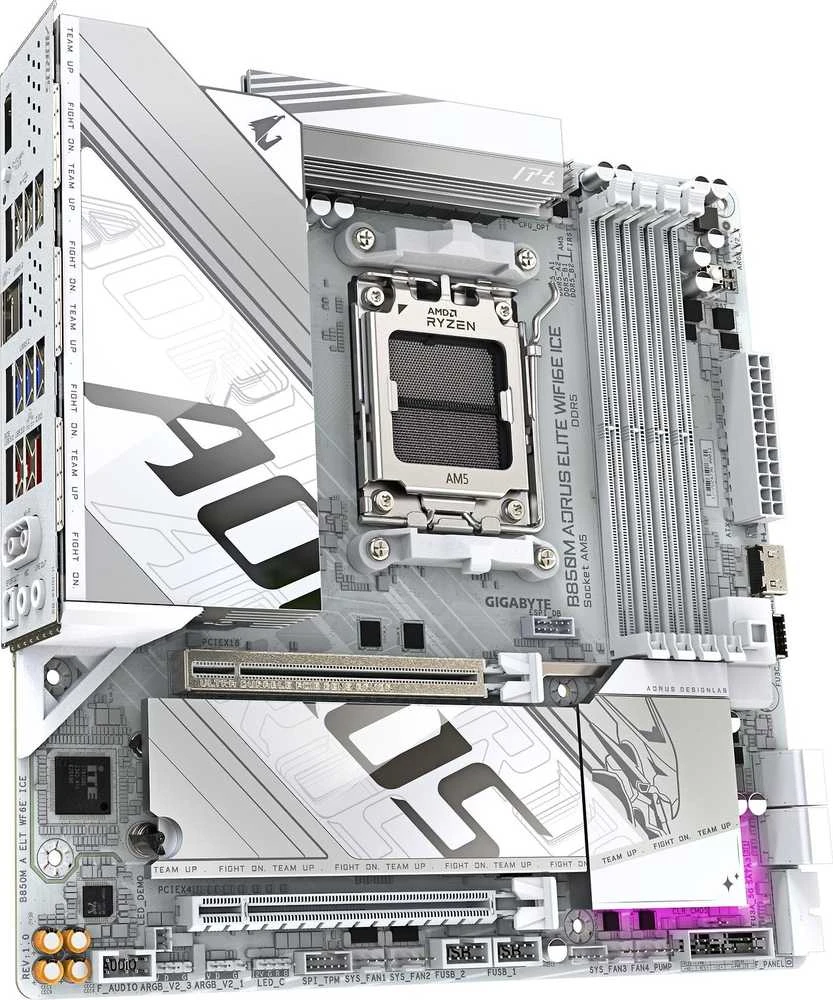 Pagrindinė plokštė „Gigabyte B850M A ELT WF6E“ | Procesorių šeima AMD | Procesoriaus lizdas AM5 | DDR5 | Palaikomos kietojo disko sąsajos SATA, M.2 | SATA jungčių skaičius 4