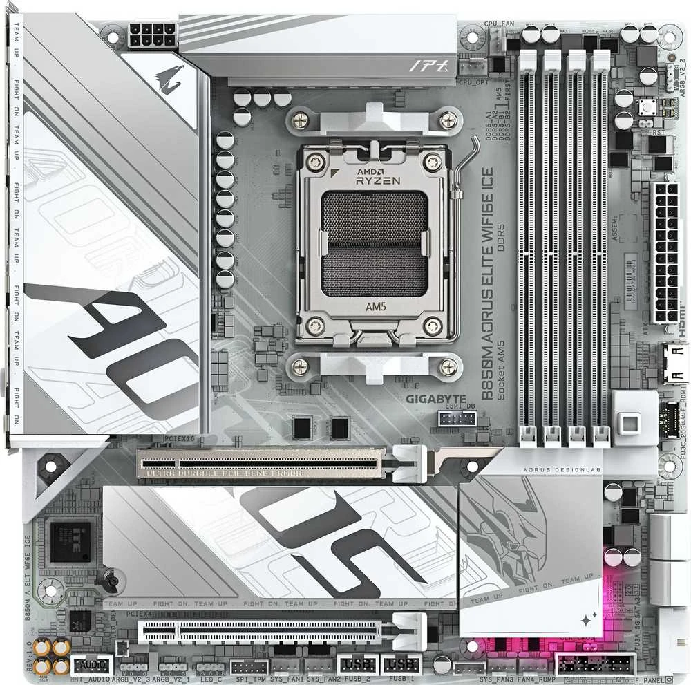 Pagrindinė plokštė „Gigabyte B850M A ELT WF6E“ | Procesorių šeima AMD | Procesoriaus lizdas AM5 | DDR5 | Palaikomos kietojo disko sąsajos SATA, M.2 | SATA jungčių skaičius 4