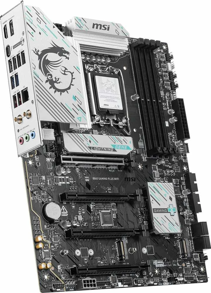 Pagrindinė plokštė MSI B860 GAMING PLUS WIFI | Procesorių šeima Intel | Procesoriaus lizdas LGA1851 | DDR5 | Palaikomos standžiojo disko sąsajos SATA, M.2 | SATA jungčių skaičius 4