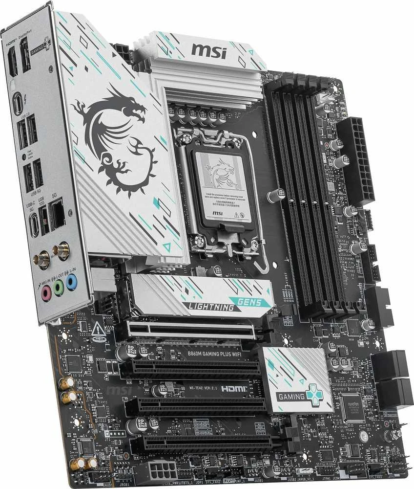 MSI B860M GAMING PLUS WIFI | Procesorių šeima Intel | Procesoriaus lizdas LGA1851 | DDR5 | Palaikomos standžiojo disko sąsajos SATA, M.2 | SATA jungčių skaičius 4