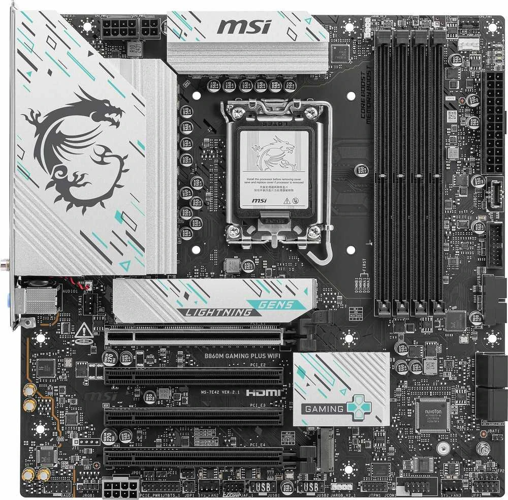 MSI B860M GAMING PLUS WIFI | Procesorių šeima Intel | Procesoriaus lizdas LGA1851 | DDR5 | Palaikomos standžiojo disko sąsajos SATA, M.2 | SATA jungčių skaičius 4