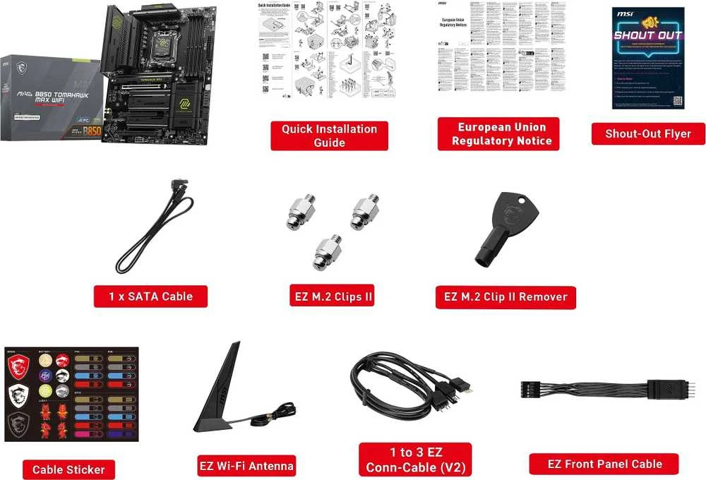 Pagrindinė plokštė MSI MAG B850 TOMAHAWK MAX WIFI | AMD B850 | SAM5 | ATX | Atmintis DDR5 | Atminties lizdai 4 | 3x PCI Express 16x | 4x M.2 | 1x HDMI