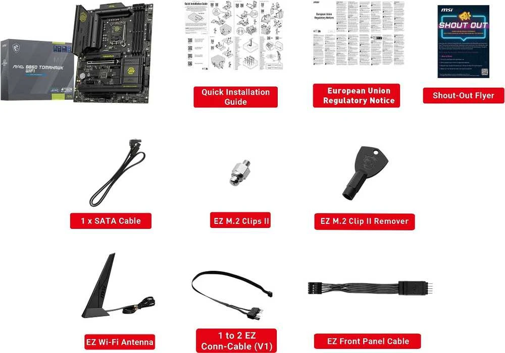 Pagrindinė plokštė MSI MAG B860 TOMAHAWK WIFI | Procesorių šeima Intel | Procesoriaus lizdas LGA1851 | DDR5 | Palaikomos standžiojo disko sąsajos SATA, M.2 | SATA jungčių skaičius 4