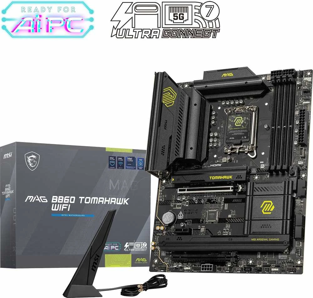 Pagrindinė plokštė MSI MAG B860 TOMAHAWK WIFI | Procesorių šeima Intel | Procesoriaus lizdas LGA1851 | DDR5 | Palaikomos standžiojo disko sąsajos SATA, M.2 | SATA jungčių skaičius 4