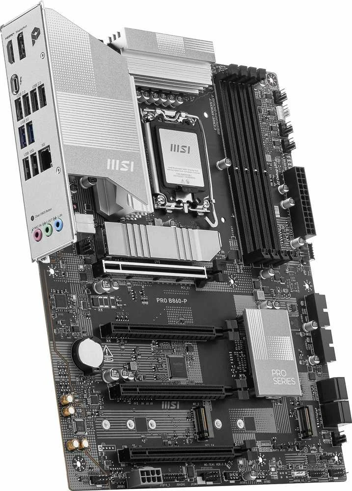 Pagrindinė plokštė MSI PRO B860-P | Procesorių šeima Intel | Procesoriaus lizdas LGA1851 | DDR5 | Palaikomos standžiojo disko sąsajos SATA, M.2 | SATA jungčių skaičius 4