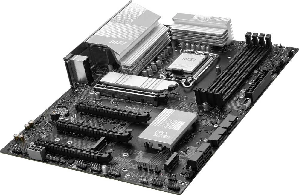 Pagrindinė plokštė MSI PRO B860-P | Procesorių šeima Intel | Procesoriaus lizdas LGA1851 | DDR5 | Palaikomos standžiojo disko sąsajos SATA, M.2 | SATA jungčių skaičius 4