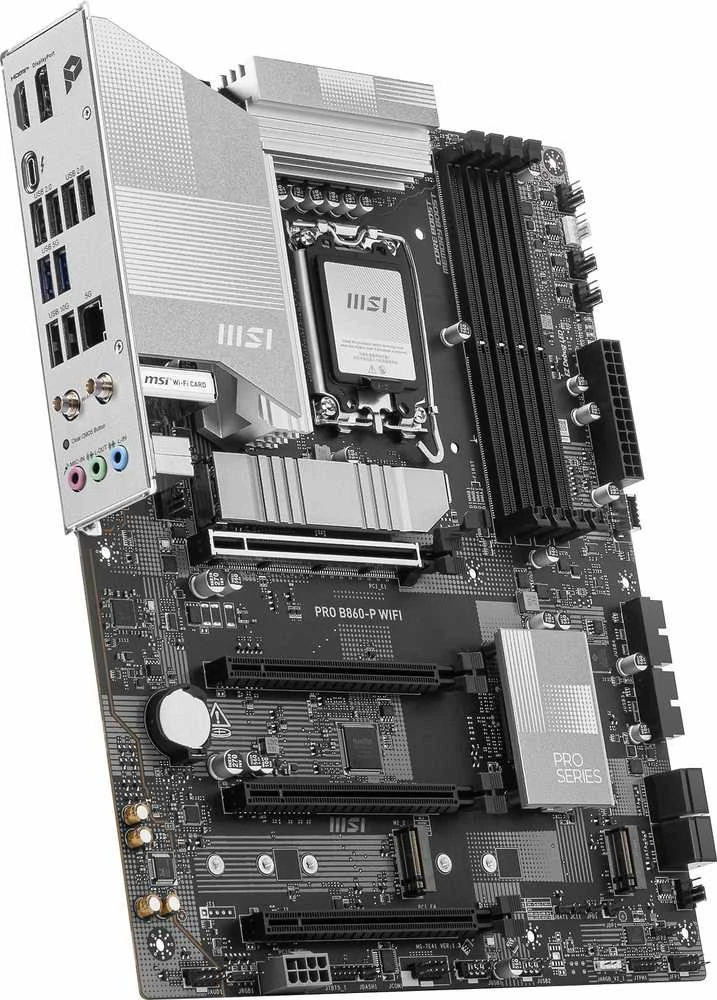Pagrindinė plokštė MSI PRO B860-P WIFI | Procesorių šeima Intel | Procesoriaus lizdas LGA1851 | DDR5 | Palaikomos standžiojo disko sąsajos SATA, M.2 | SATA jungčių skaičius 4