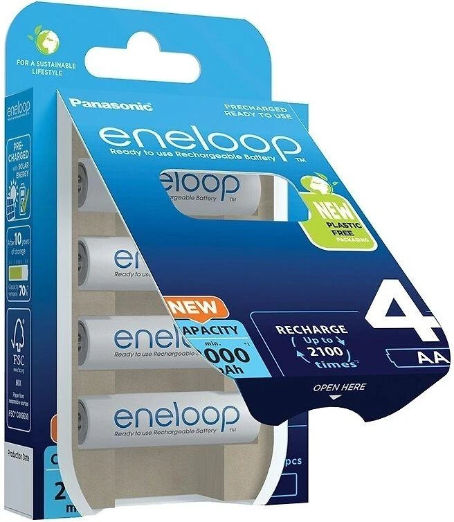 Panasonic Eneloop AA baterijos pakuotėje