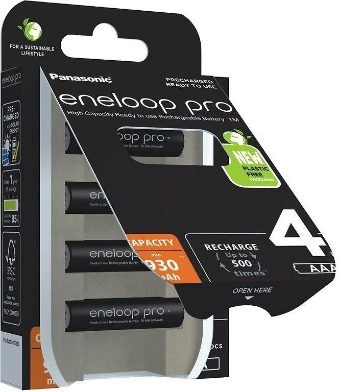 Panasonic Eneloop Pro AAA baterijos pakuotėje