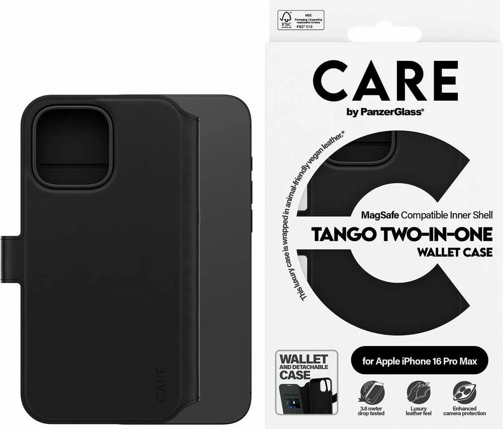 Panzer Glass Care by PanzerGlass Feature Tango 2in1 Atverčiamas Apple iPhone 16 Pro Max 6.9" MagSafe dėklas telefonui juodos spalvos 1332