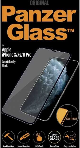 Panzer Glass Ekrano apsauginė plėvelė PREMIUM TEMPERED stiklas 3D pilnas dangtelis skirtas iPhone 11 Pro Casefriendly (Juodas)
