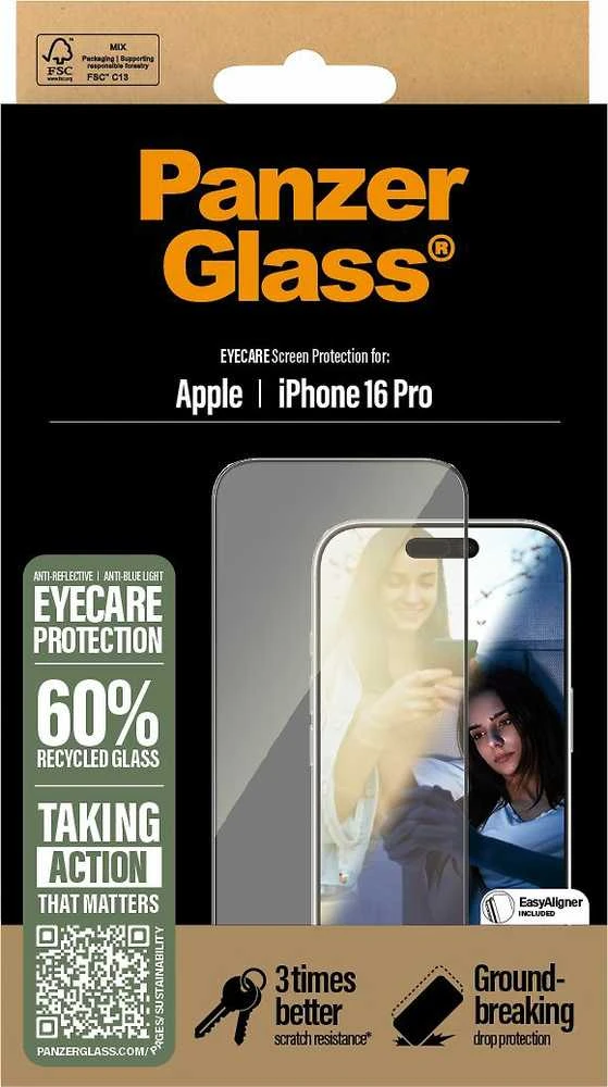 Panzer Glass PanzerGlass EyeCare ekrano apsauga Apple iPhone 16 Pro 6.3" Itin platus pritaikymas 2866