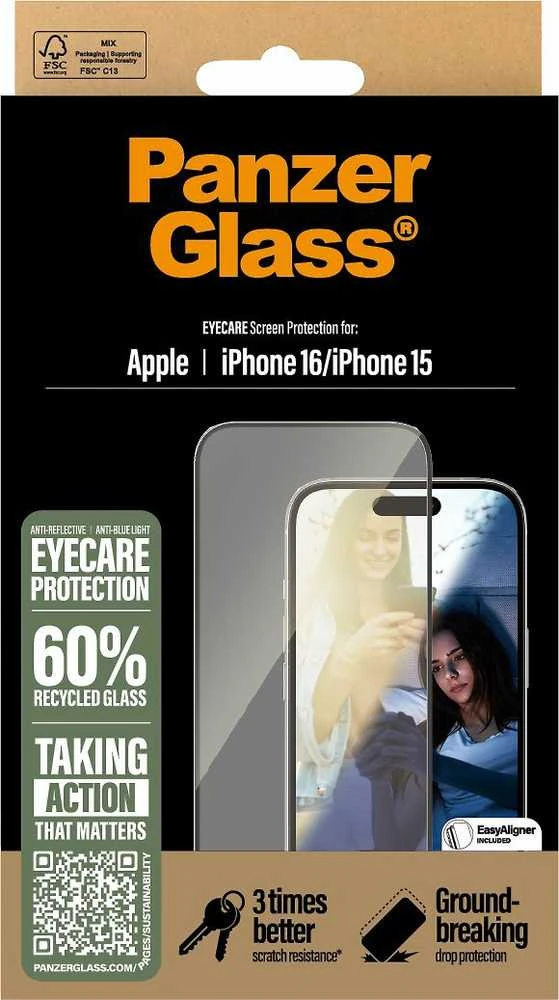 Panzer Glass PanzerGlass EyeCare ekrano apsauga Apple iPhone 16 6.1" Itin platus pritaikymas 2865