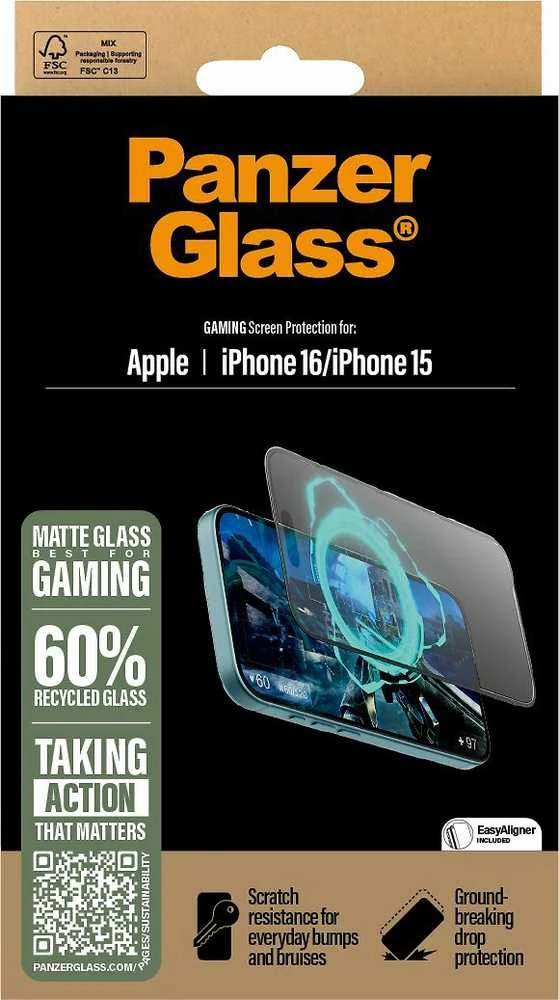 Panzer Glass PanzerGlass žaidimų ekrano apsauga Apple iPhone 16 6.1" Itin platus pritaikymas 2857