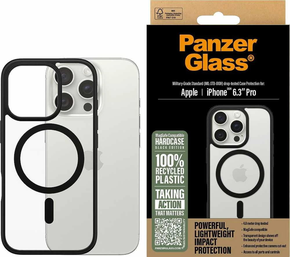 Panzer Glass PanzerGlass HardApple iPhone 16 Pro 6.3" dėklas telefonui juodos spalvos/dėklas telefonui juodos spalvos MagSafe 1302