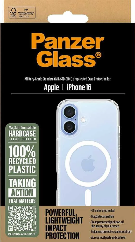 Panzer Glass PanzerGlass HardCase Apple iPhone 16 6.1" dėklas telefonui baltos spalvos MagSafe 1291