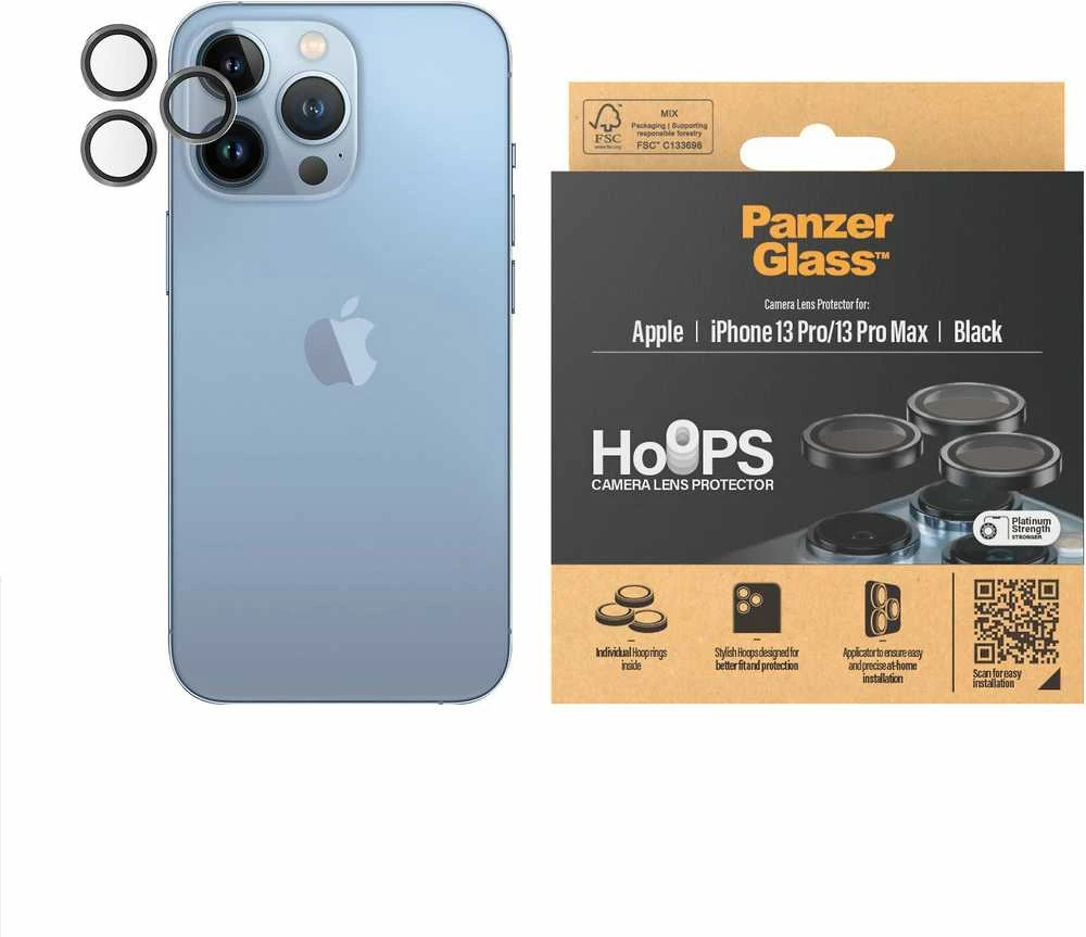 Panzer Glass „PanzerGlass“ – „Hoops“ kameros objektyvo apsauga, skirta „iPhone 13 Pro“ – „13 Pro Max“ – juoda