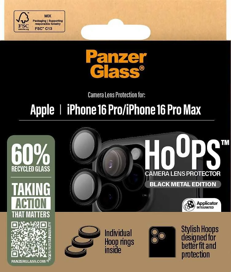 Panzer Glass PanzerGlass Hoops Juodas Objektyvo apsauga Apple iPhone 16 Pro 6.3" / 16 Pro Max 6,9" 1284 m