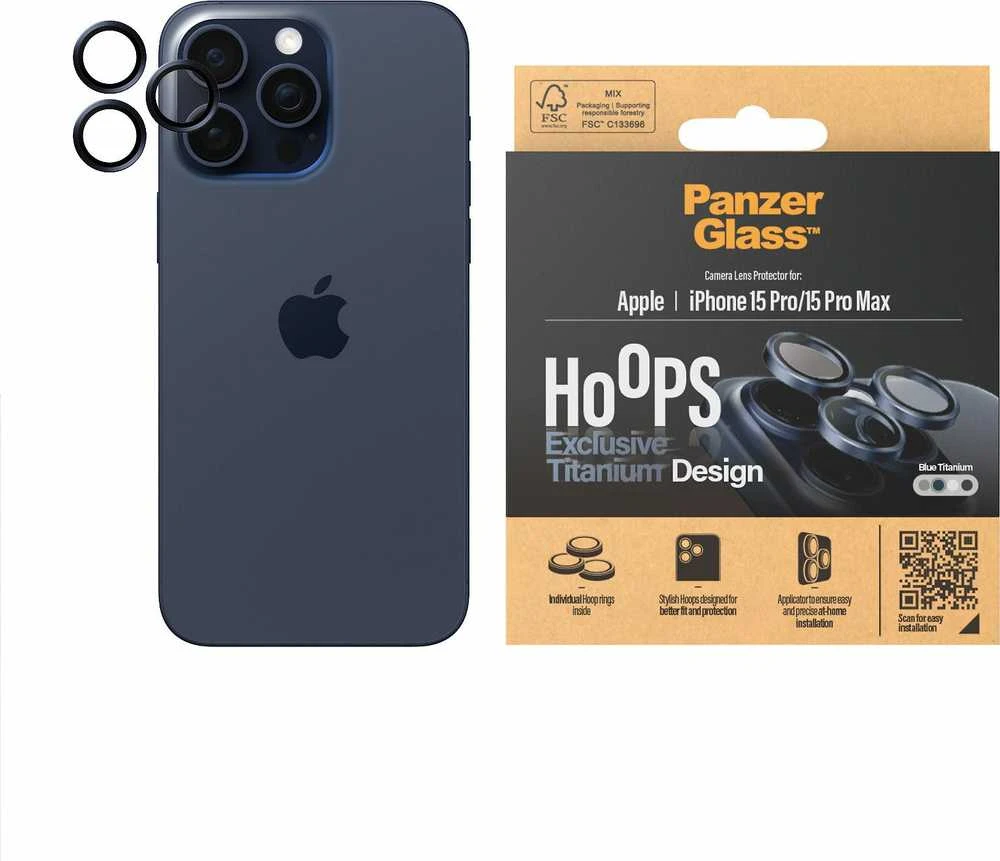 Panzer Glass PanzerGlass PanzerGlass Hoops iPhone 15 Pro, Pro Max Mėlyna Titanium