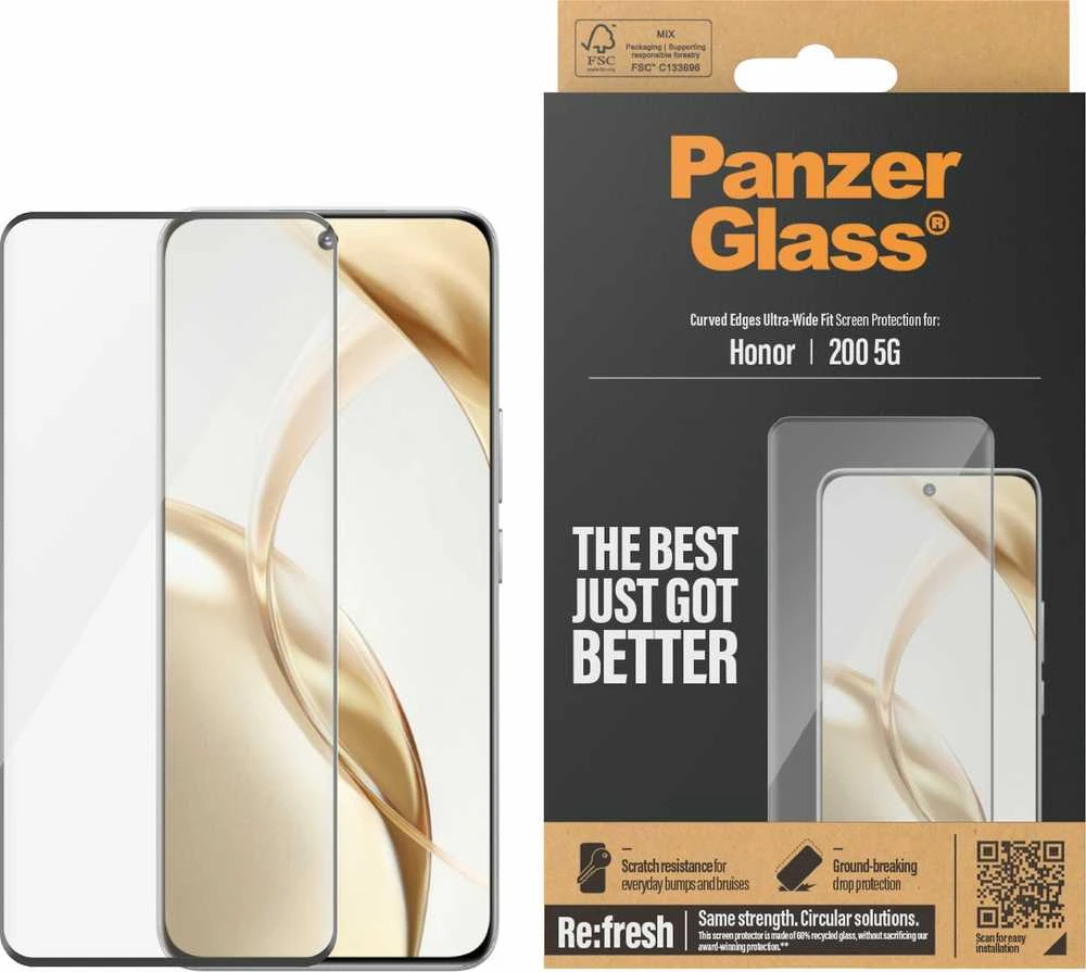 Panzer Glass PanzerGlass Privacy Ultra Wide Fit šarvų stiklas, Honor 200 5G, juodas rėmas
