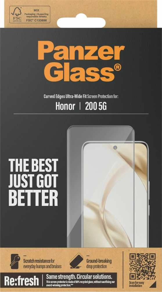 Panzer Glass PanzerGlass Privacy Ultra Wide Fit šarvų stiklas, Honor 200 5G, juodas rėmas