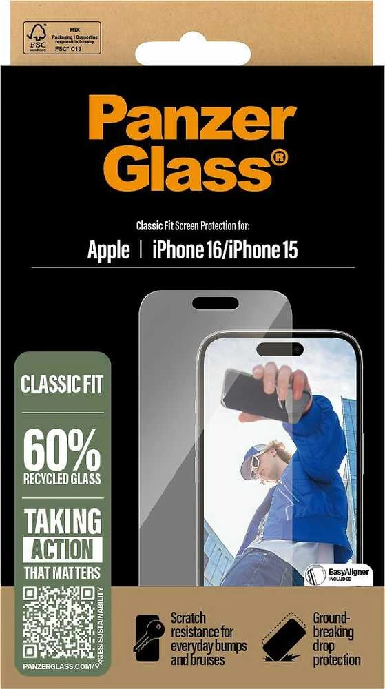 Panzer Glass PanzerGlass ekrano apsauga Apple iPhone 16, Classic Fit (skaidri)