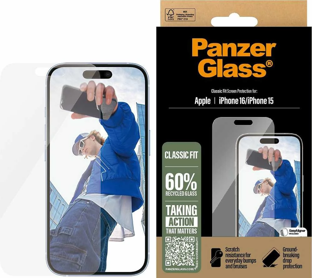 Panzer Glass PanzerGlass ekrano apsauga Apple iPhone 16, Classic Fit (skaidri)