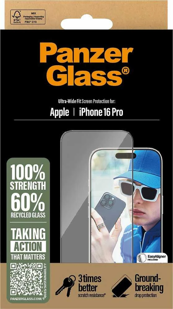 Panzer Glass PanzerGlass Ekrano apsauga | Apple | iPhone 16 Pro | Stiklas | Skaidrus | Itin platus pritaikymas