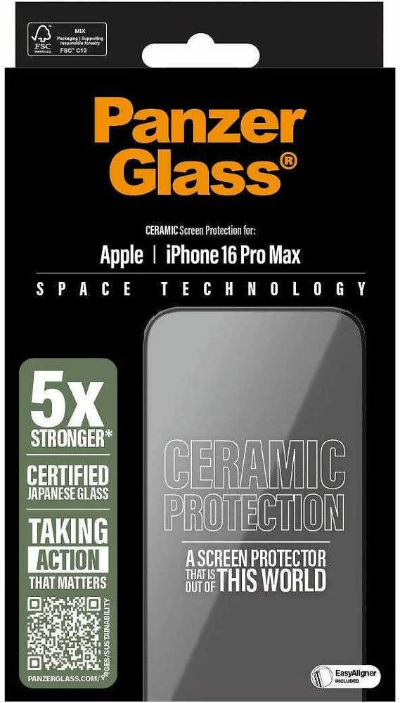 Panzer Glass PanzerGlass keraminė ekrano apsauga Apple iPhone 16 Pro Max, itin platus prigludimas (skaidri)