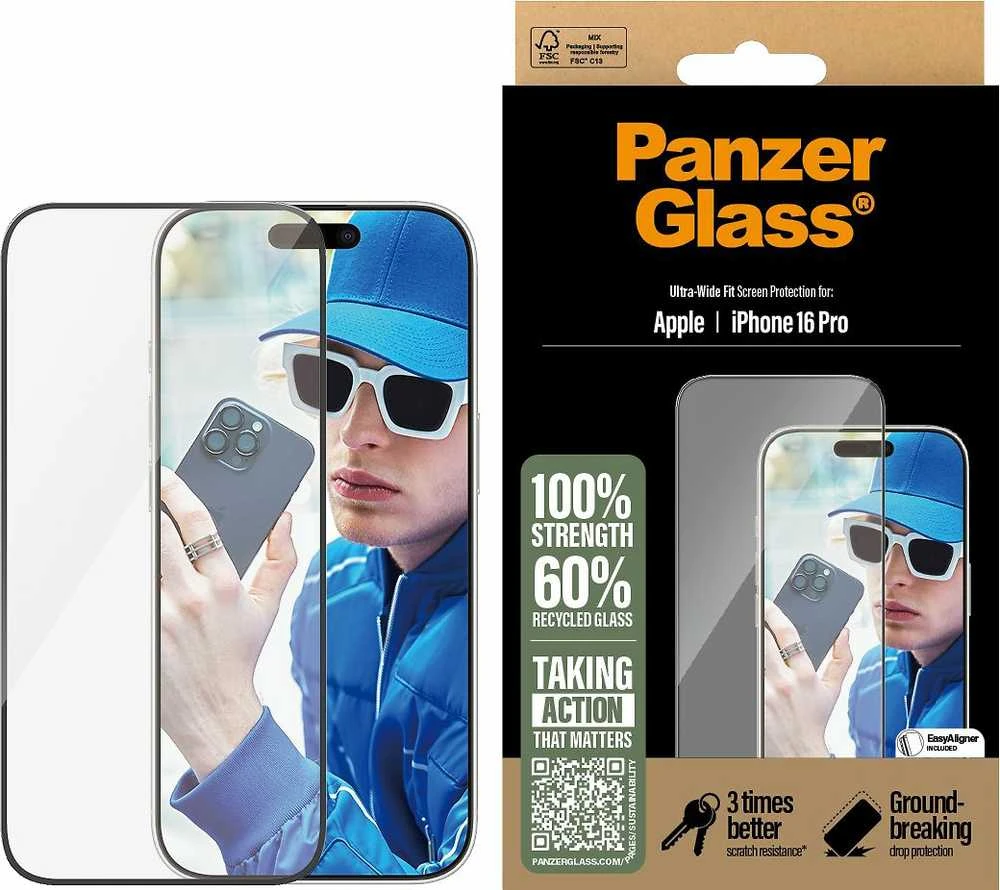 Panzer Glass PanzerGlass Ekrano apsauga | Apple | iPhone 16 Pro | Stiklas | Skaidrus | Itin platus pritaikymas