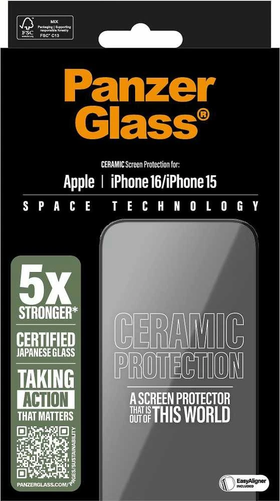Panzer Glass PanzerGlass keraminė ekrano apsauga Apple iPhone 16, itin plati (skaidri)