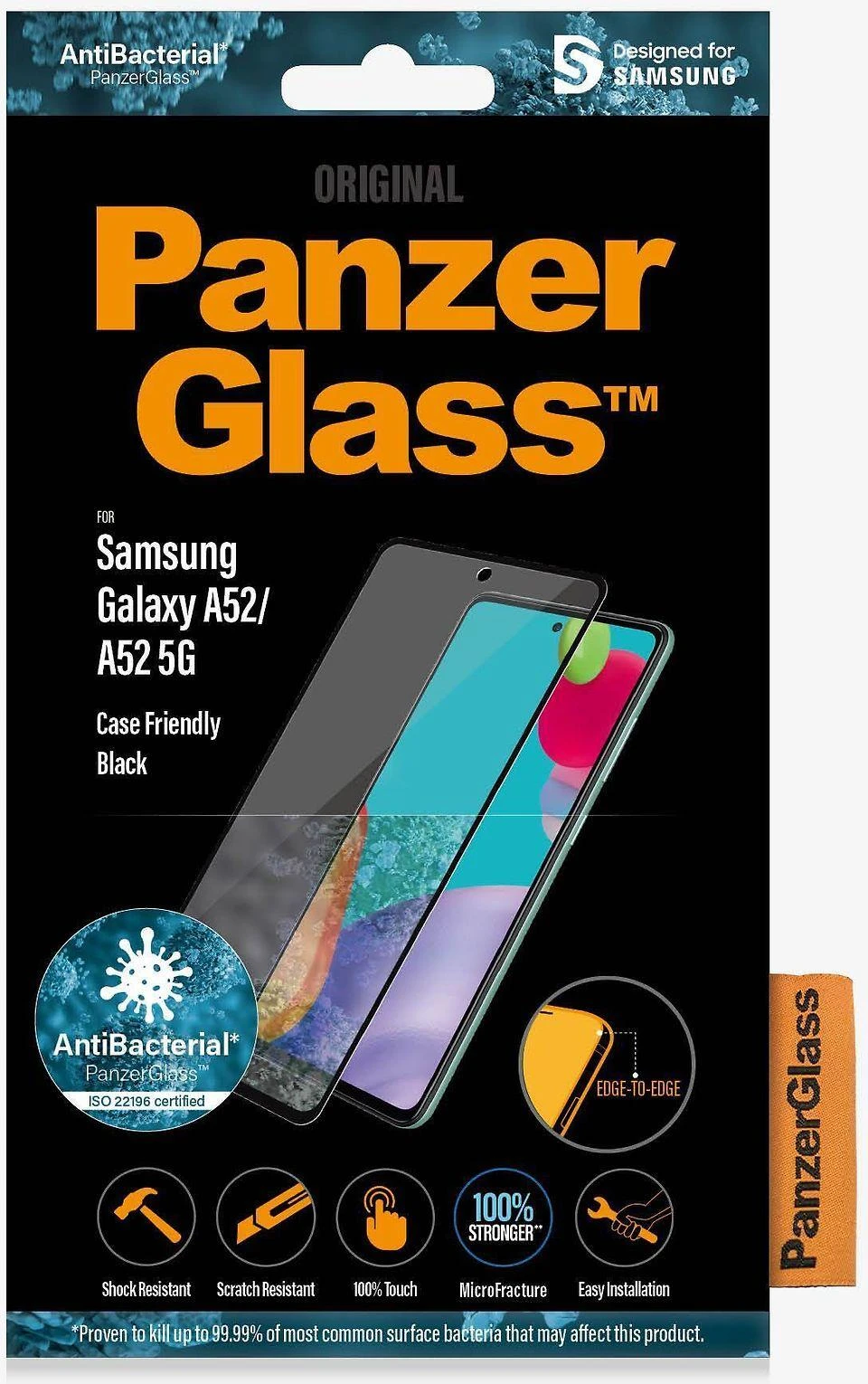 Panzer Glass PanzerGlass | Samsung | Galaxy A52 | Juodas/Skaidrus | Ekrano apsauga nuo pirštų atspaudų