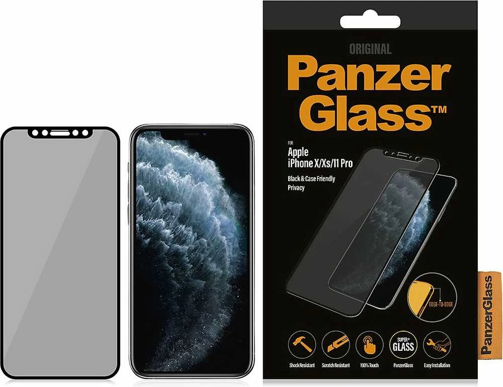 Panzer Glass PanzerGlass | P2666 | Ekrano apsauga | Apple | iPhone X/Xs/11 Pro | Grūdintas stiklas | Juodas | Konfidencialumo filtras; Viso kadro aprėptis; Nedūžtančios filmas (sulaiko stiklą ir apsaugo nuo stiklo šukių dūžtant); Tinkamas dėklui – suderinamas su visais dėklais; Anti-glare danga (sumažina šviesos atspindį); Mėlyna šviesos mažinimas; Lengvas montavimas su pilnais klijais; Oleofobinis sluoksnis (antibakterinis + antipirštų atspaudas); 100% prisilietimo išsaugojimas; Išlaiko visas telefono funkcijas