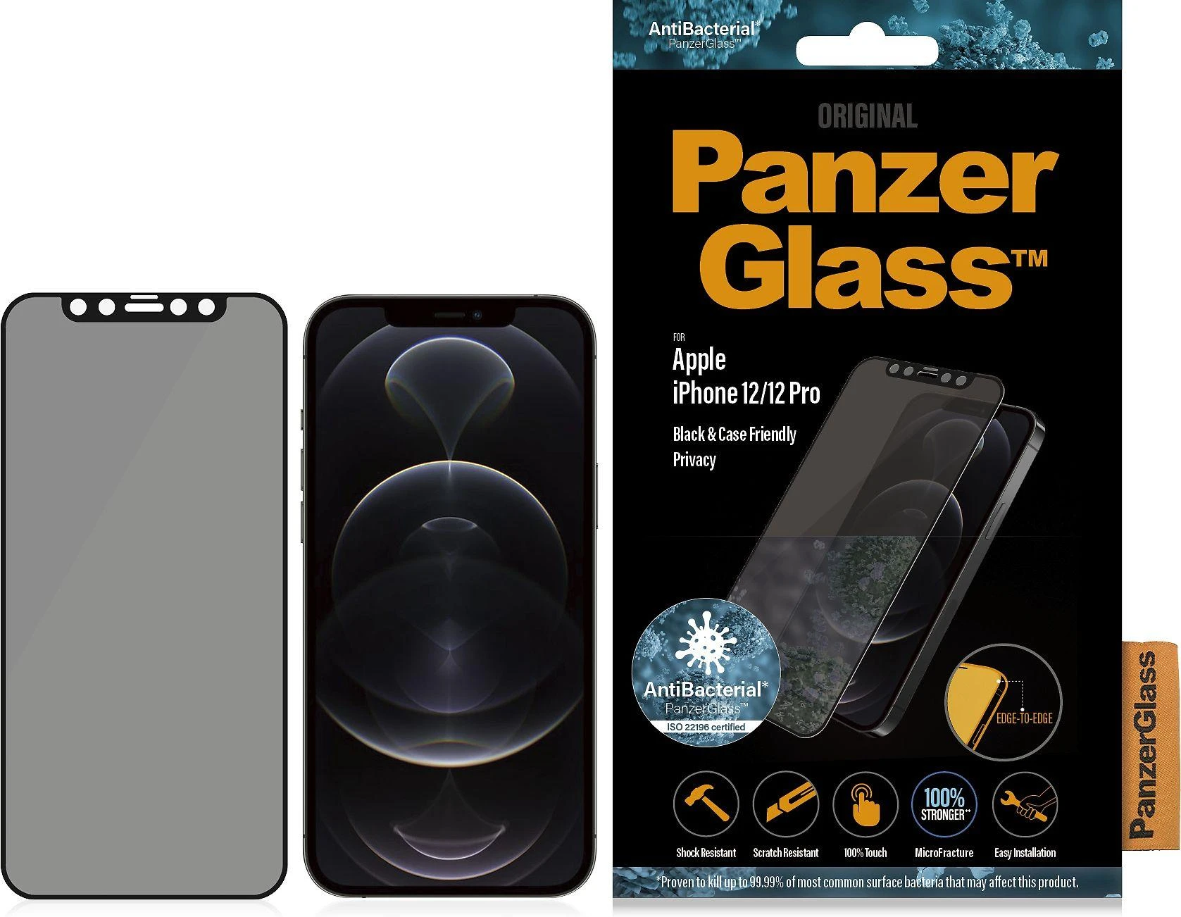 Panzer Glass PanzerGlass | Apple | Skirta iPhone 12/12 Pro | Stiklas | Juodas | Tinka atvejams | Privatumo stiklas