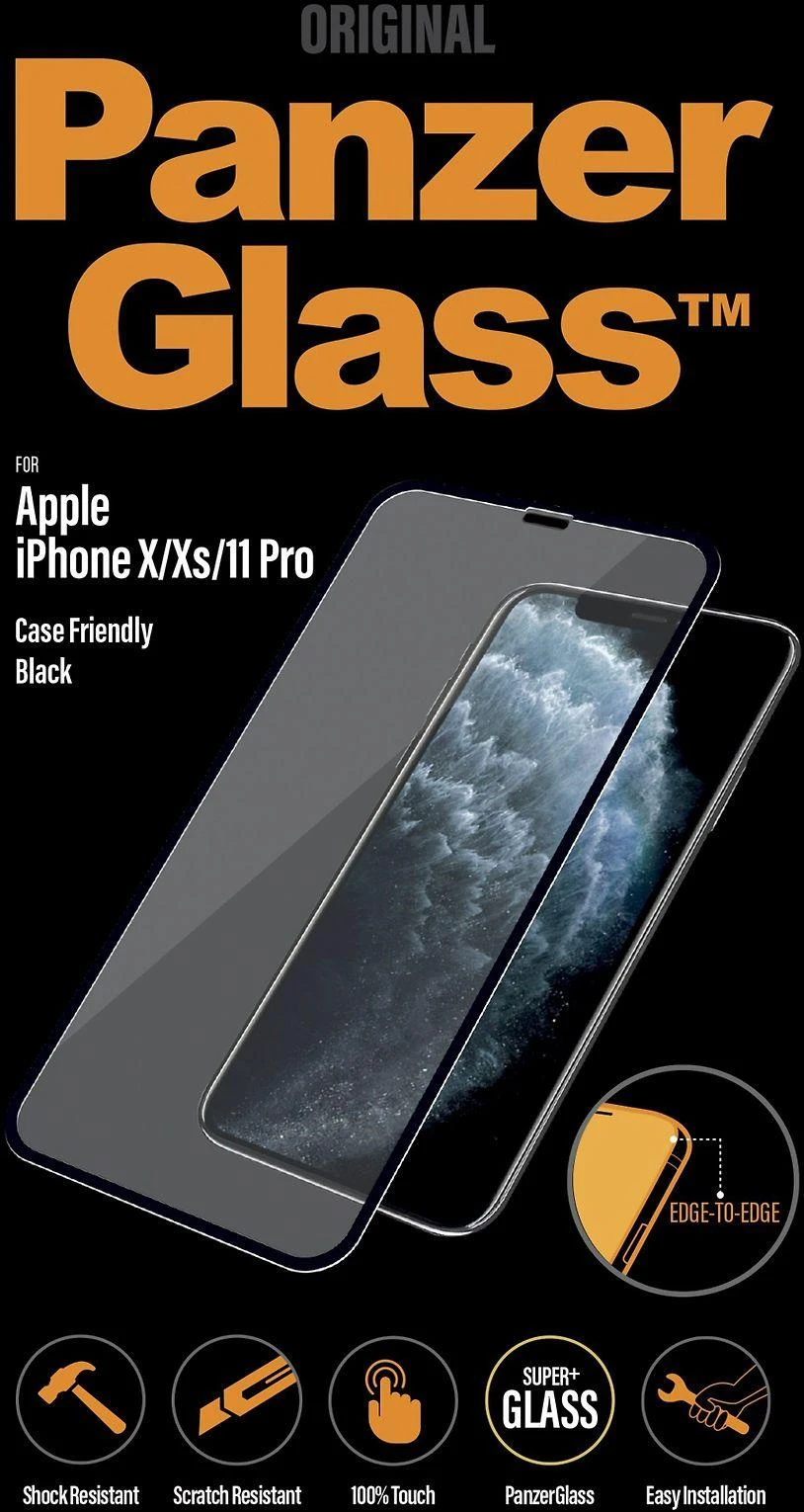 Panzer Glass Ekrano apsauginė plėvelė PREMIUM TEMPERED stiklas 3D pilnas dangtelis skirtas iPhone 11 Pro Casefriendly (Juodas)