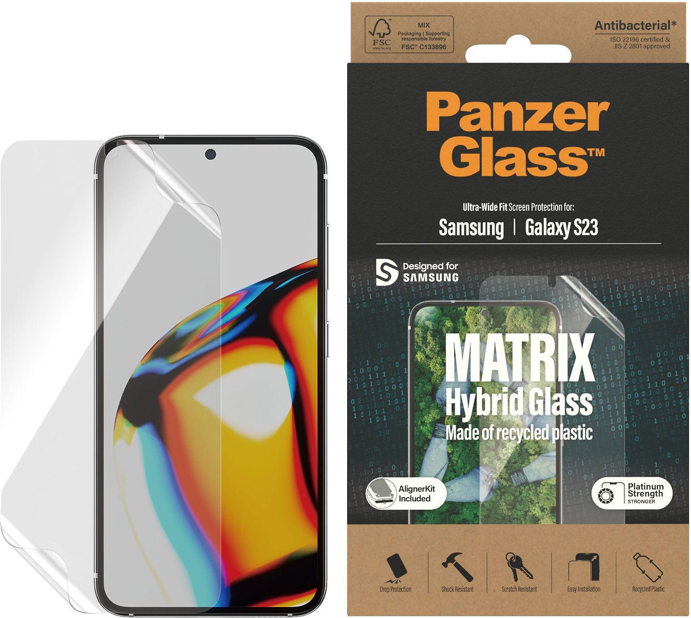 Panzer Glass PanzerGlass | „Matrix“ ekrano apsauga, itin platus pritaikymas W. Alignerkit | Ekrano apsauga | Samsung | Galaxy S23 | Skaidrus