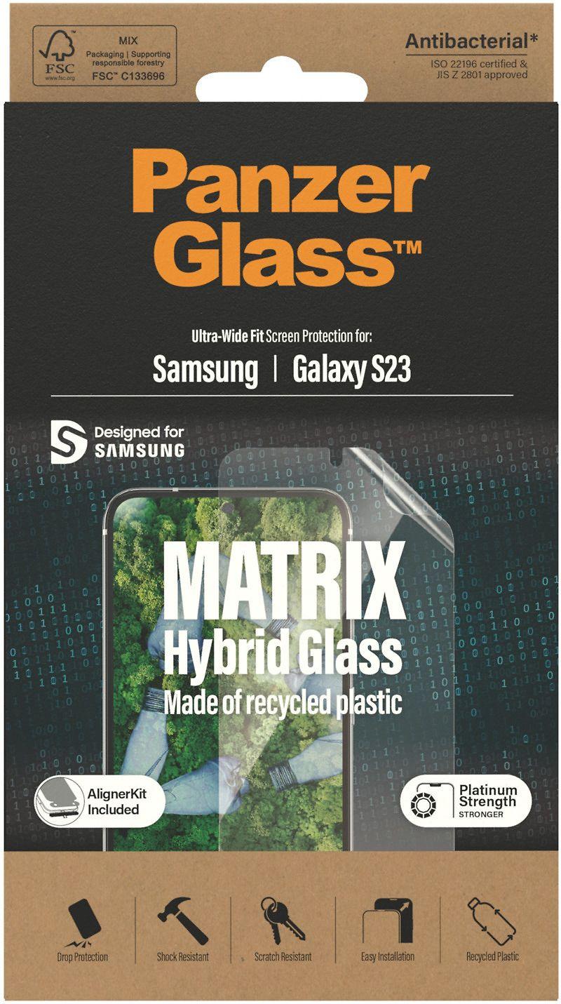 Panzer Glass PanzerGlass | „Matrix“ ekrano apsauga, itin platus pritaikymas W. Alignerkit | Ekrano apsauga | Samsung | Galaxy S23 | Skaidrus