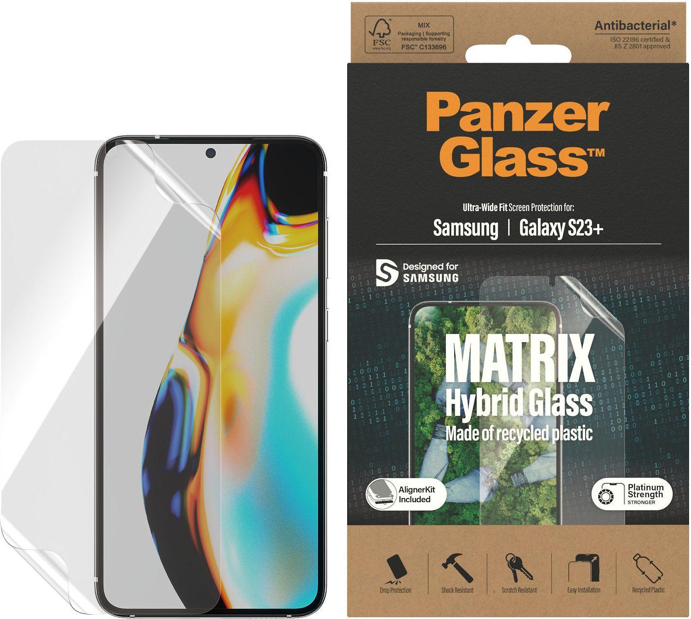 Panzer Glass PanzerGlass | „Matrix“ ekrano apsauga, itin platus pritaikymas W. Alignerkit | Ekrano apsauga | Samsung | Galaxy S23+ | Skaidrus