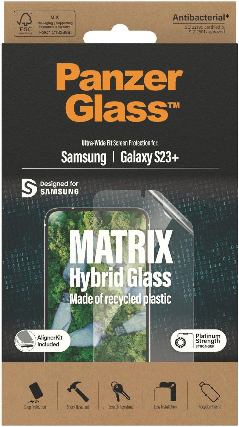 Panzer Glass PanzerGlass | „Matrix“ ekrano apsauga, itin platus pritaikymas W. Alignerkit | Ekrano apsauga | Samsung | Galaxy S23+ | Skaidrus