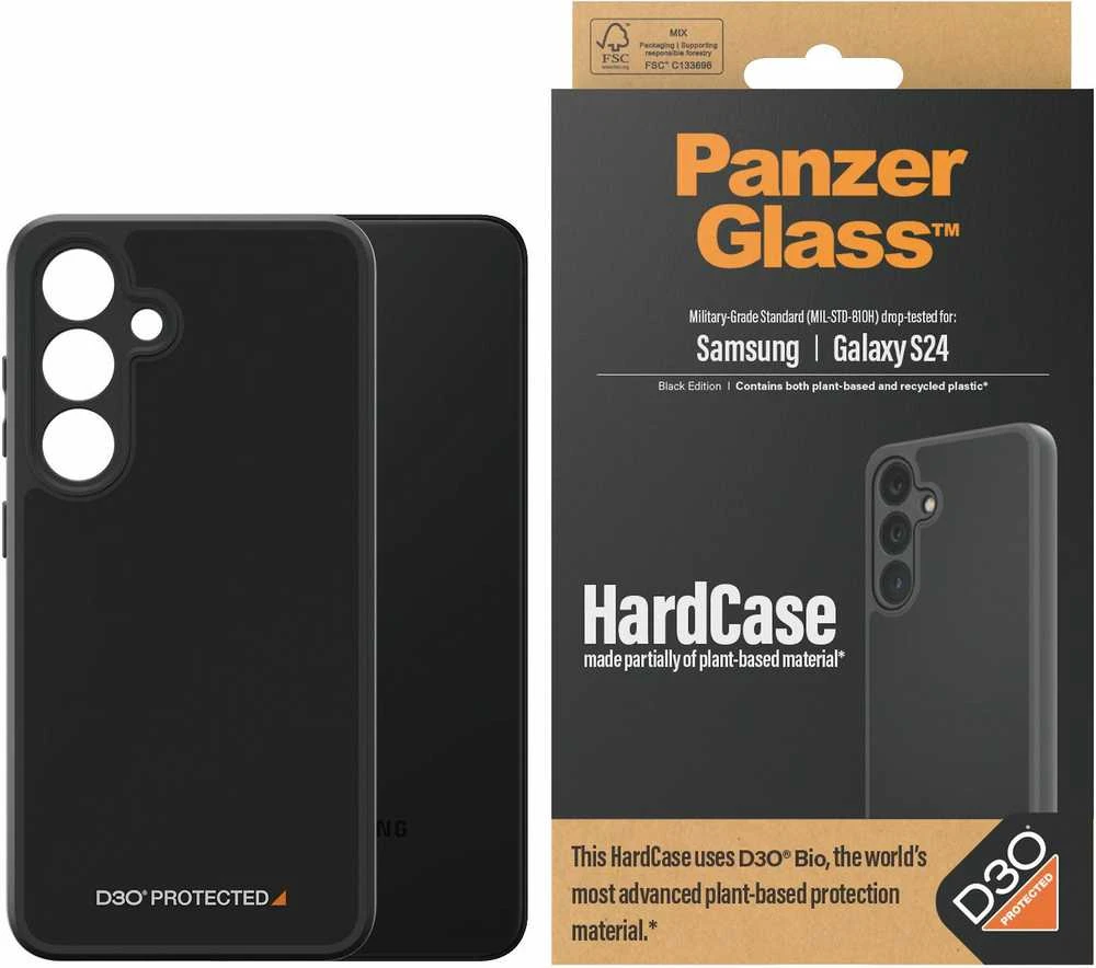 Panzer Glass PanzerGlass HardD3O® Bio and Military Grade Certification Samsung Galaxy S24 - dėklas telefonui skaidrus and dėklas telefonui juodos spalvos