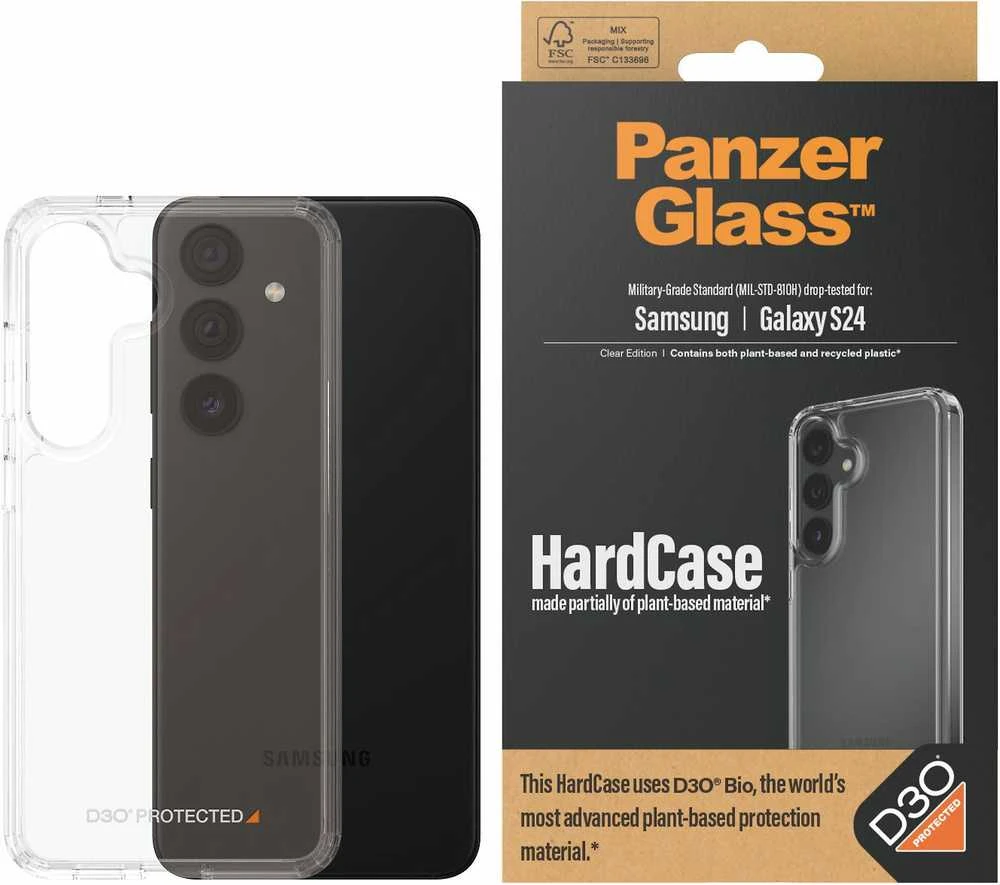 Panzer Glass PanzerGlass kietas dėklas su D3O, skirtas Samsung Galaxy S24 (skaidrus)