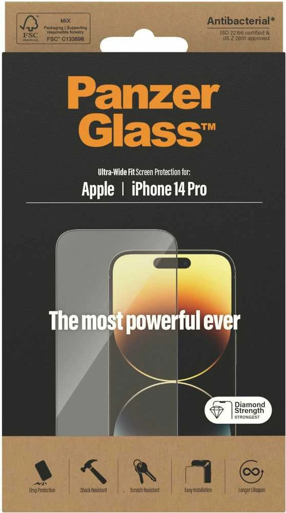 Panzer Glass PanzerGlass | Ekrano apsauga | Apple | iPhone 14 Pro | Stiklas | Skaidrus | Itin platus pritaikymas
